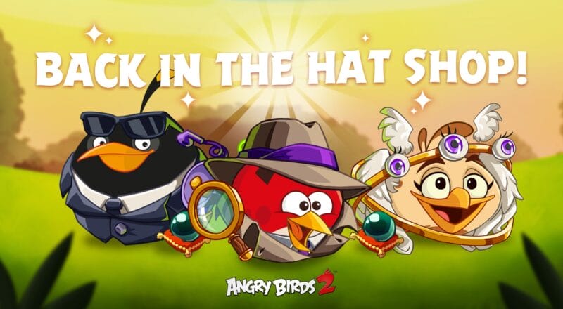 Bomb, Red and Melody wearing the fan favorite Fan-omenon Hat Sets. The Fan-omenon Hat Set is back in Angry Birds 2